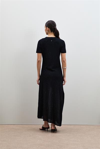 Асимметричное миди-платье с микро-пайетками