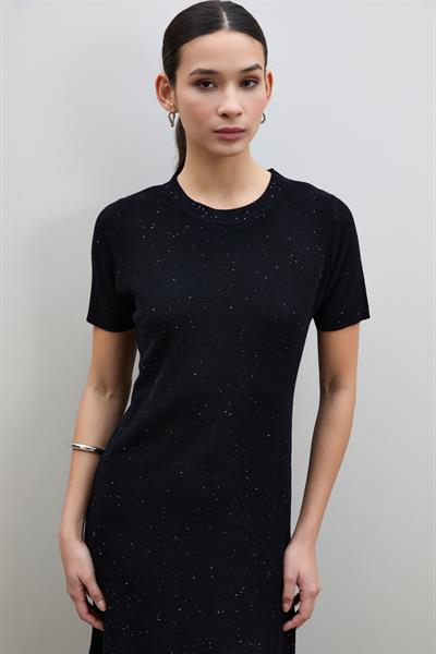 Асимметричное миди-платье с микро-пайетками