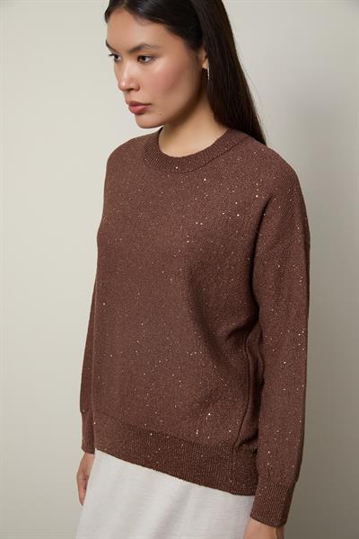 Свитер с круглым вырезом и мини-пайетками