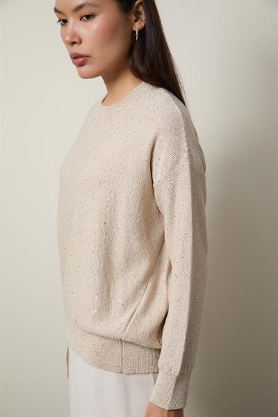 Свитер с круглым вырезом и мини-пайетками