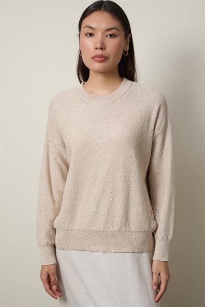 Свитер с круглым вырезом и мини-пайетками