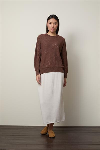 Свитер с круглым вырезом и мини-пайетками