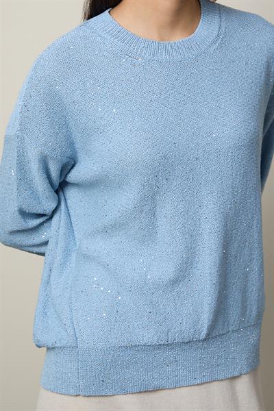 Свитер с круглым вырезом и мини-пайетками