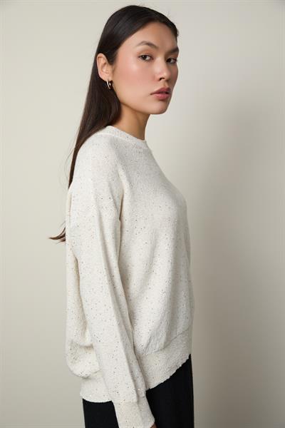 Свитер с круглым вырезом и мини-пайетками