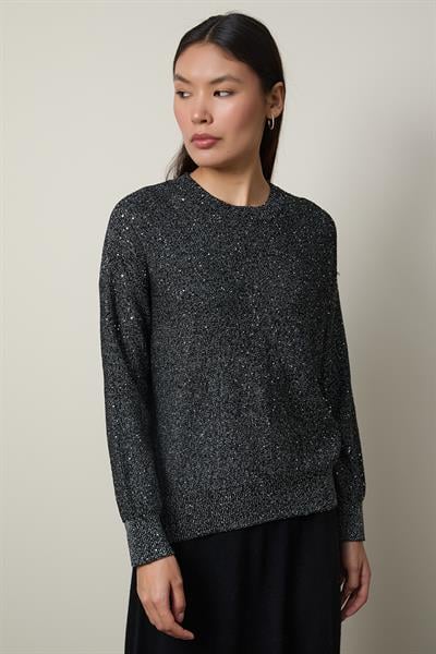 Свитер с круглым вырезом и мини-пайетками