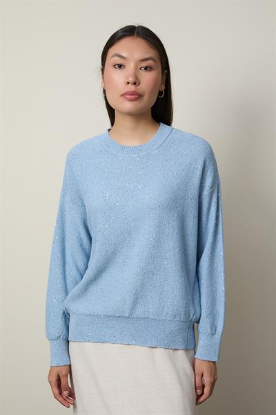 Свитер с круглым вырезом и мини-пайетками