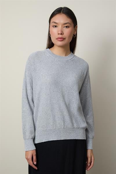 Свитер с круглым вырезом и мини-пайетками