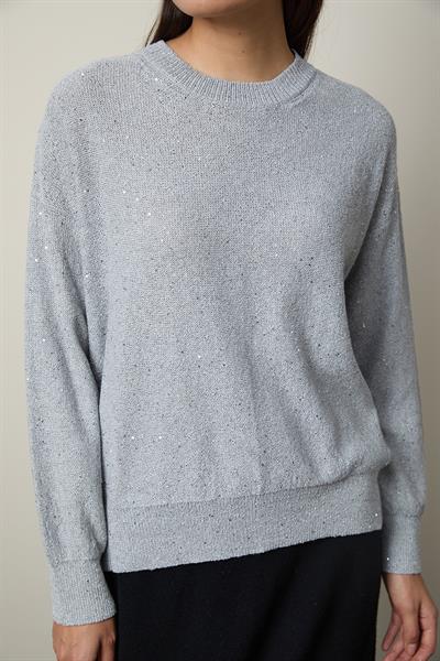 Свитер с круглым вырезом и мини-пайетками