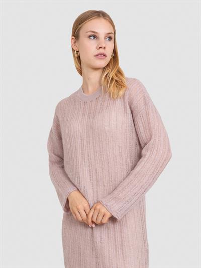 Платье открытой вязки из смеси мохера и шерсти ELB8406KOYU PUDRA