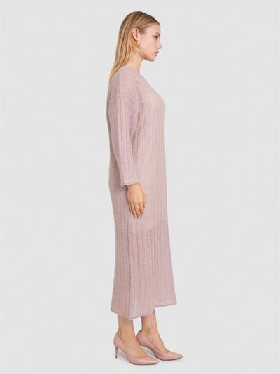 Платье открытой вязки из смеси мохера и шерсти ELB8406KOYU PUDRA