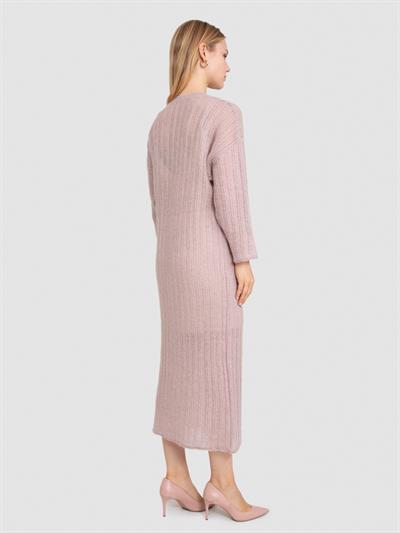 Платье открытой вязки из смеси мохера и шерсти ELB8406KOYU PUDRA