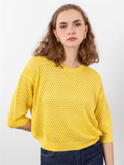 Ажурный свитер из смеси органического хлопка KZK9364SARI