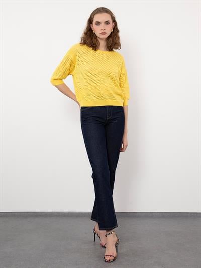 Ажурный свитер из смеси органического хлопка KZK9364SARI
