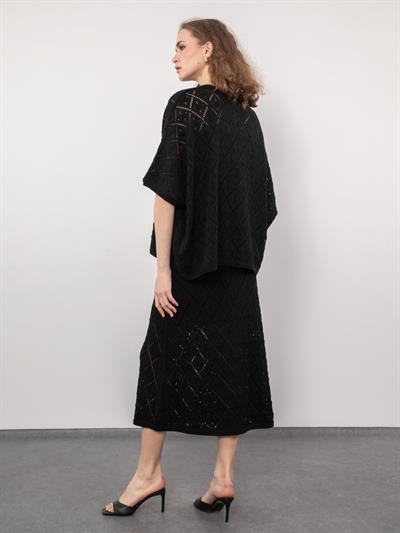 Ажурный свитер из смеси органического хлопка KZK8052SIYAH