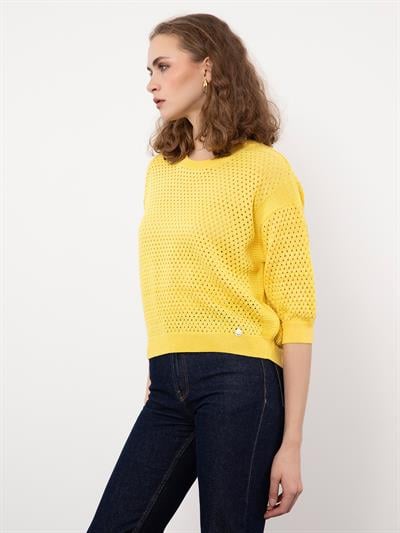 Ажурный свитер из смеси органического хлопка KZK9364SARI