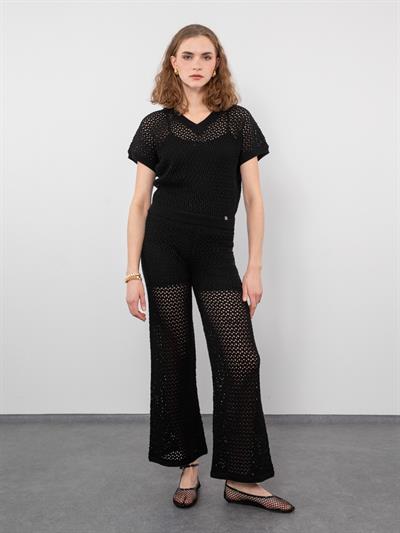 Ажурные брюки из смеси органического хлопка PNT8050SIYAH