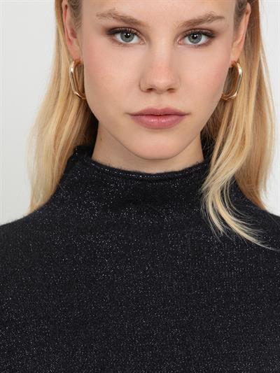 Платье с высоким воротником из смесей органического кроя ELB7420SIYAH