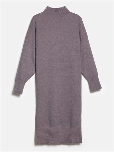 Платье с высоким воротником из смесей органического кроя ELB7420ANTRASIT PEMBE