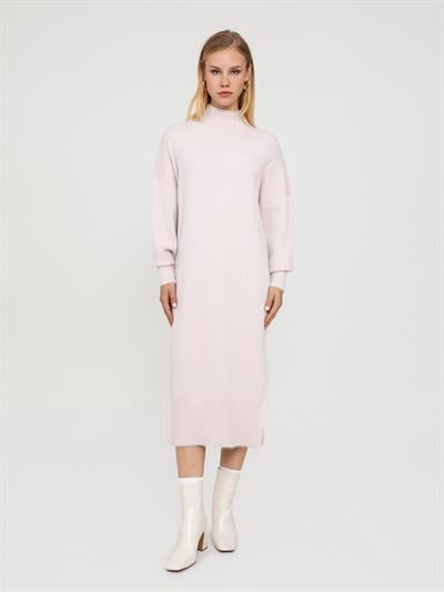 Платье с высоким воротником из смесей органического кроя ELB7420PUDRA