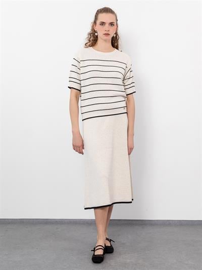 Свитер в полоску из органического хлопка с детальной отделкой KZK9312KEMIK