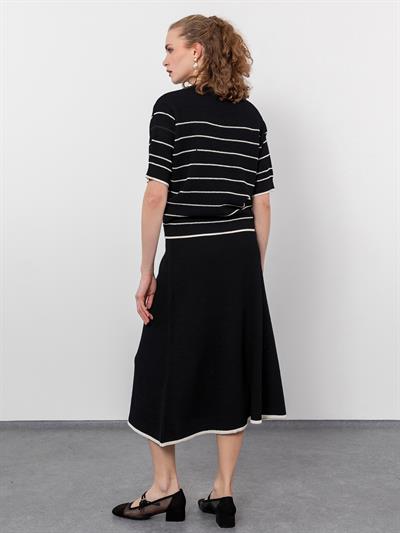 Свитер в полоску из органического хлопка с детальной отделкой KZK9312SIYAH