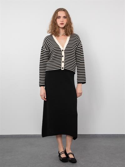 Полосатый кардиган из смеси органического хлопка HRK9254SIYAH