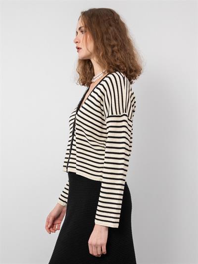 Полосатый кардиган из смеси органического хлопка HRK9254KEMIK