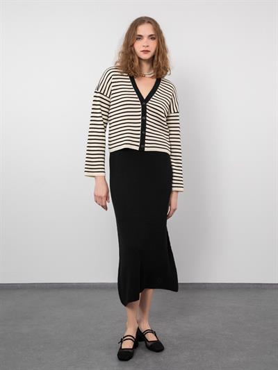 Полосатый кардиган из смеси органического хлопка HRK9254KEMIK