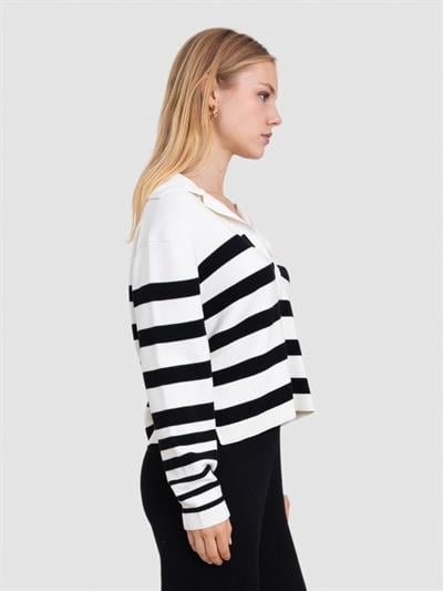 Полосатый свитер из смесового органического хлопка KZK8232KEMIK SIYAH