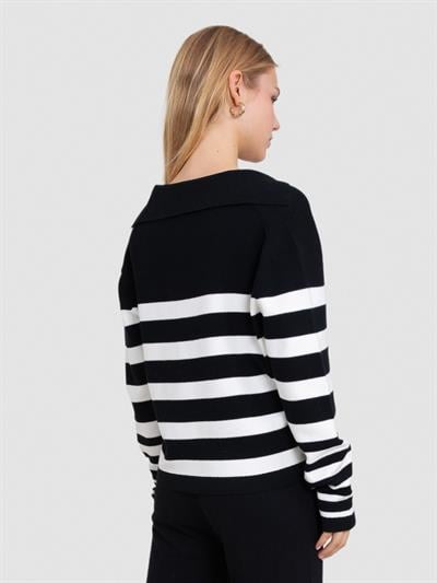 Полосатый свитер из смесового органического хлопка KZK8232SIYAHKEMIK