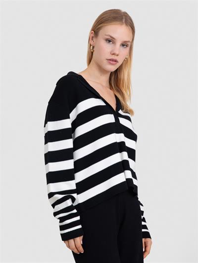 Полосатый свитер из смесового органического хлопка KZK8232SIYAHKEMIK