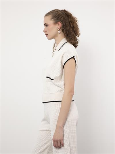 Полосатый жилет из органического хлопка с деталями контрастного цвета YLK9502KEMIK