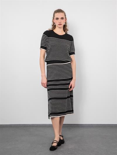 Юбка в полоску из органического хлопка с деталями контрастного цвета ETK9492SIYAH