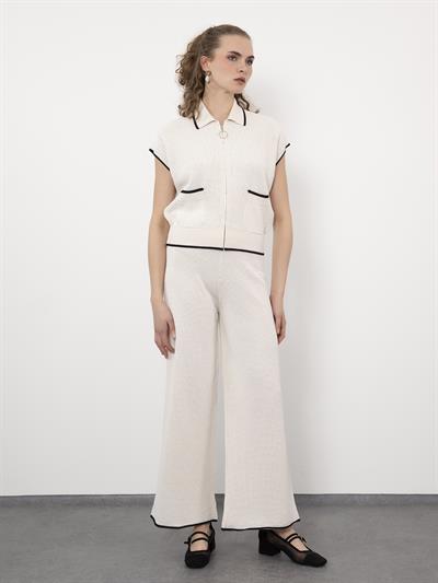 Полосатый жилет из органического хлопка с деталями контрастного цвета YLK9502KEMIK