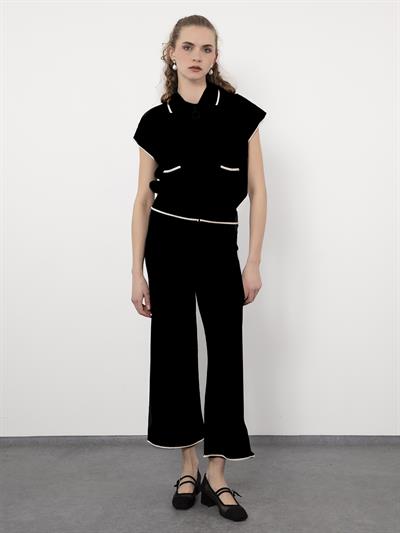 Полосатый жилет из органического хлопка с деталями контрастного цвета YLK9502SIYAH