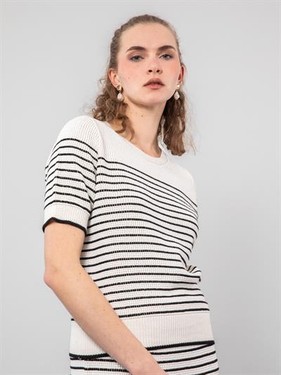 Полосатый свитер из органического хлопка с деталями контрастного цвета KZK9492KEMIK