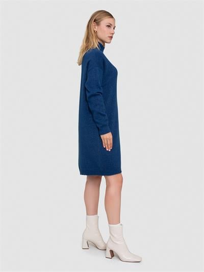 Платье из органического кроя и люрекса с пуговицами ELB7500LACIVERT