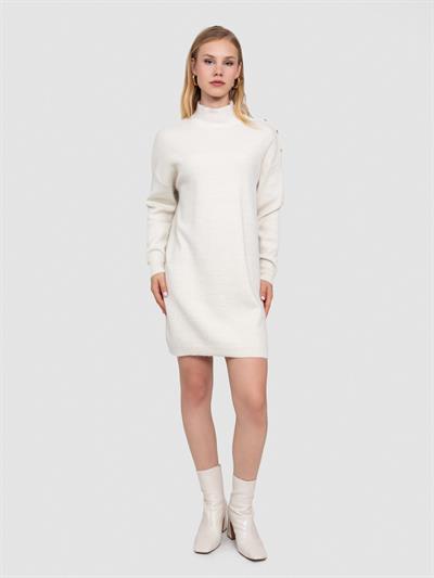 Платье из органического кроя и люрекса с пуговицами ELB7500KEMIK