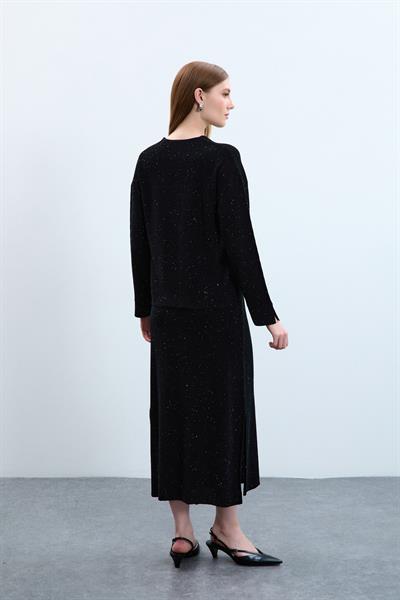 Свитер с пайетками из органического хлопка и пуговицами KZK10714SIYAH