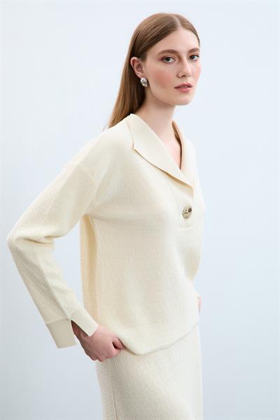 Свитер с пайетками из органического хлопка и пуговицами KZK10714KEMIK