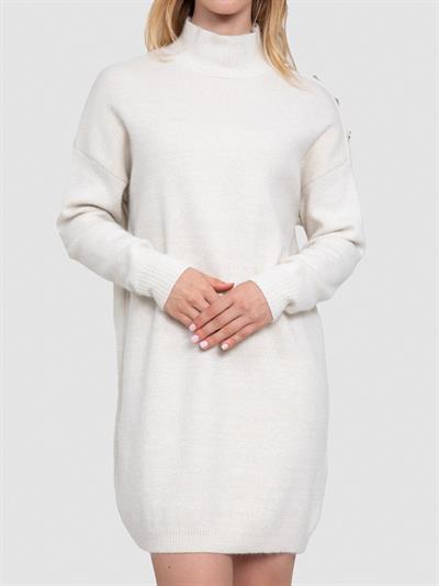 Платье из органического кроя и люрекса с пуговицами ELB7500KEMIK