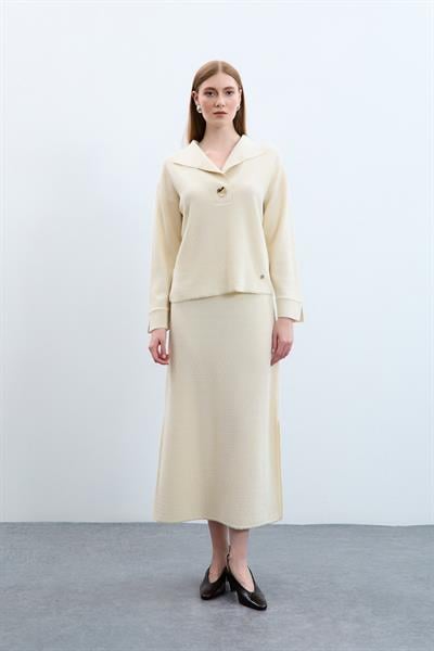 Свитер с пайетками из органического хлопка и пуговицами KZK10714KEMIK