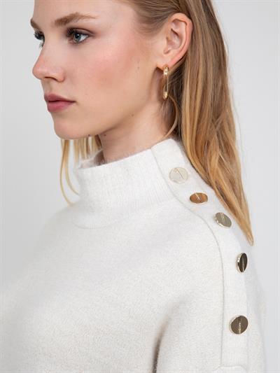 Платье из органического кроя и люрекса с пуговицами ELB7500KEMIK