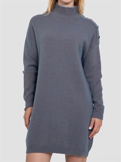 Платье из органического кроя и люрекса с пуговицами ELB7500KMAVI KAHVE