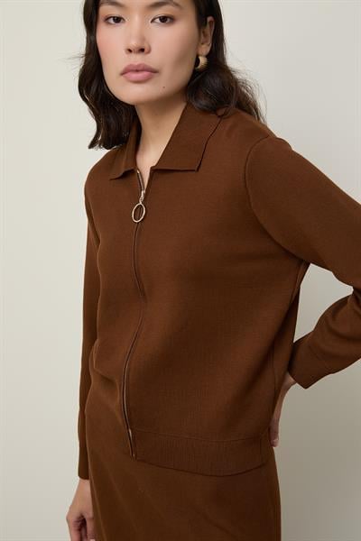 Кардиган на молнии из смеси органического хлопка HRK12758KAHVE