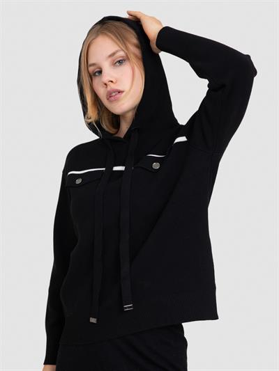 Свитер с капюшоном из органического хлопка KZK6374SIYAH