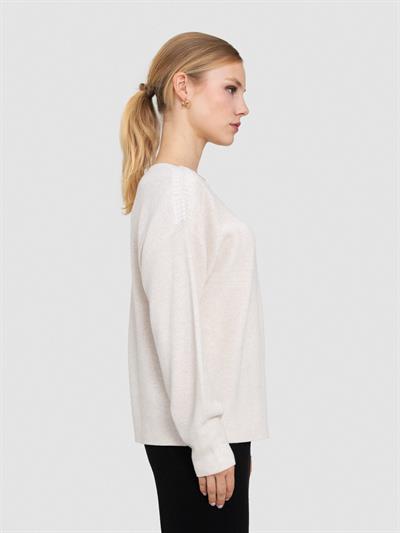 Свитер с вырезом-лодочкой из органической хлопчатобумажной смеси KZK6962AÇIK BEJ