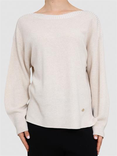 Свитер с вырезом-лодочкой из органической хлопчатобумажной смеси KZK6962AÇIK BEJ