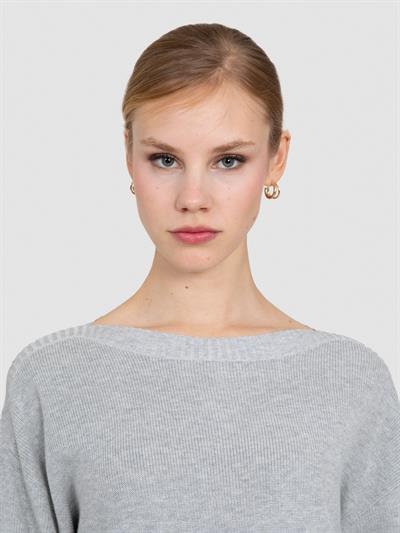 Свитер с вырезом-лодочкой из органической хлопчатобумажной смеси KZK6962GRI