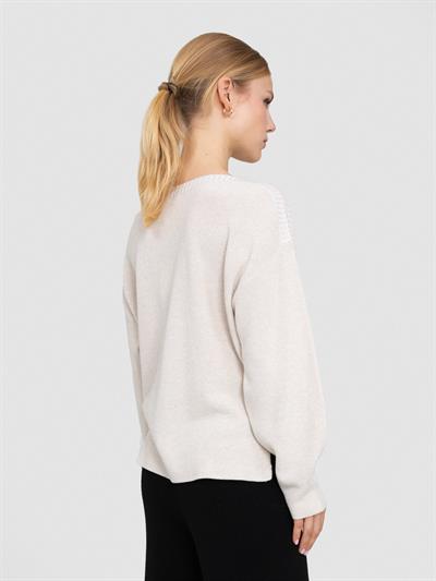 Свитер с вырезом-лодочкой из органической хлопчатобумажной смеси KZK6962AÇIK BEJ